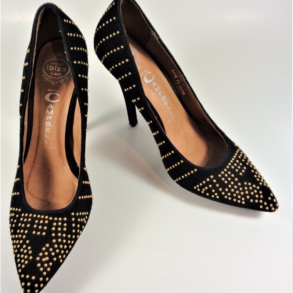 Black and Gold Studded Women's Heels